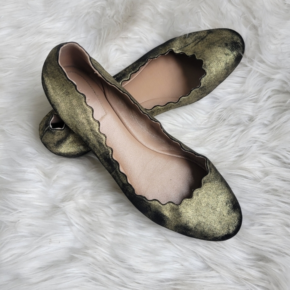 Chloe Lauren Scalloped Ballet Flats 39